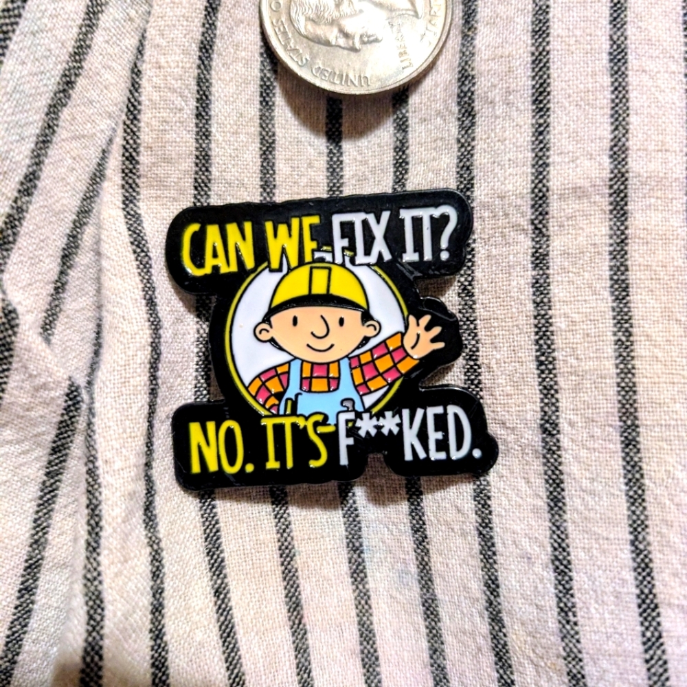 Bob the Builder hat pin, funny Bob the Builder hat pin
